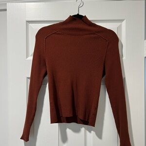Women's Brown Ribbed Sweater